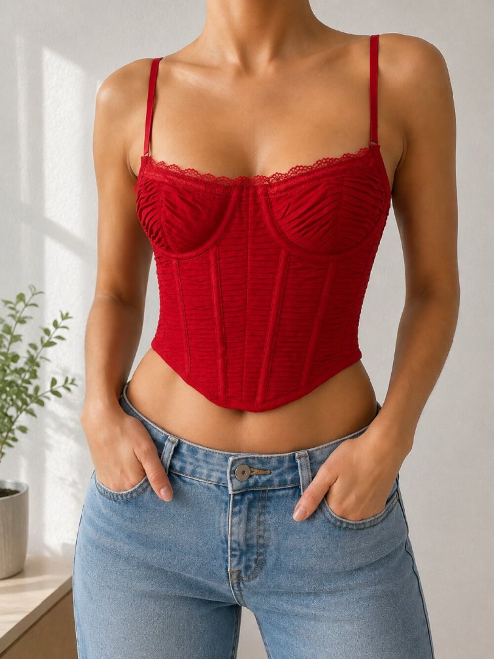 White Fox Botique Top Corset Bustier Ruby Red Medium